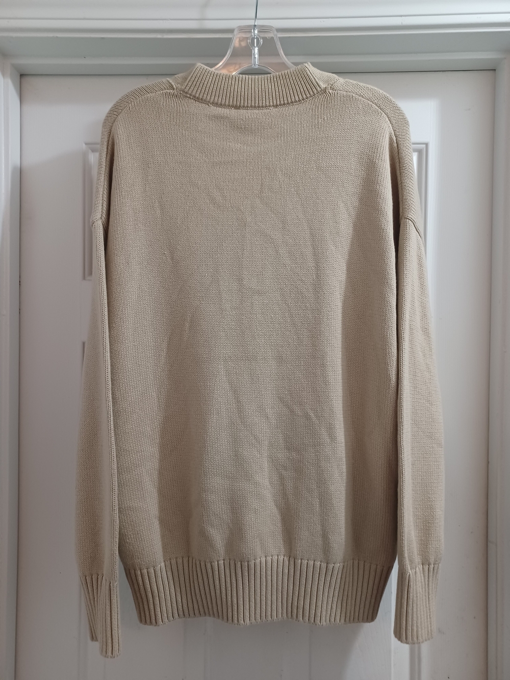 AMI Paris Beige Heart A Luxe Cotton Cardigan Sweater, L - Picture 8 of 12
